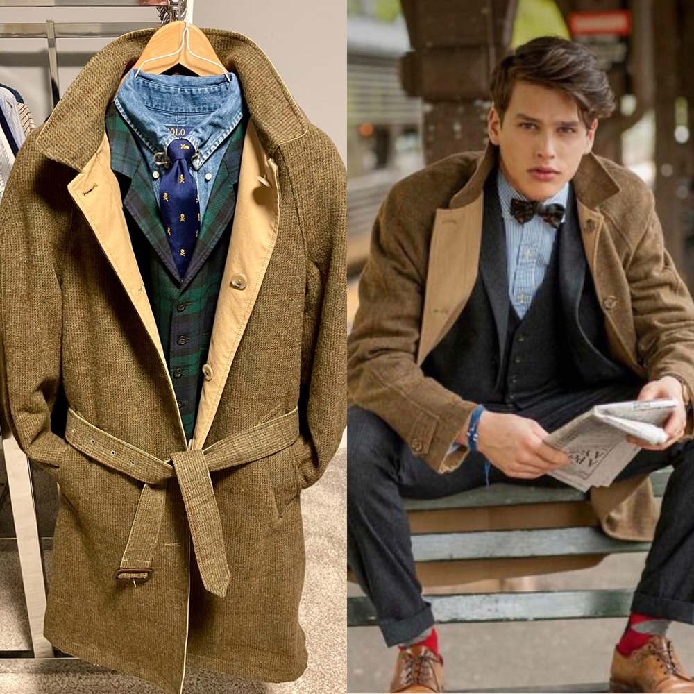 Rugby by Ralph Lauren Medium Reversible Tweed Trench Coat